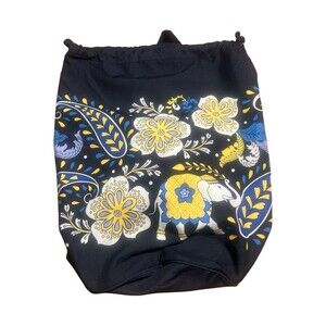 Vera Bradley Floral Elephant Drawstring Bag in Yellow & Blue